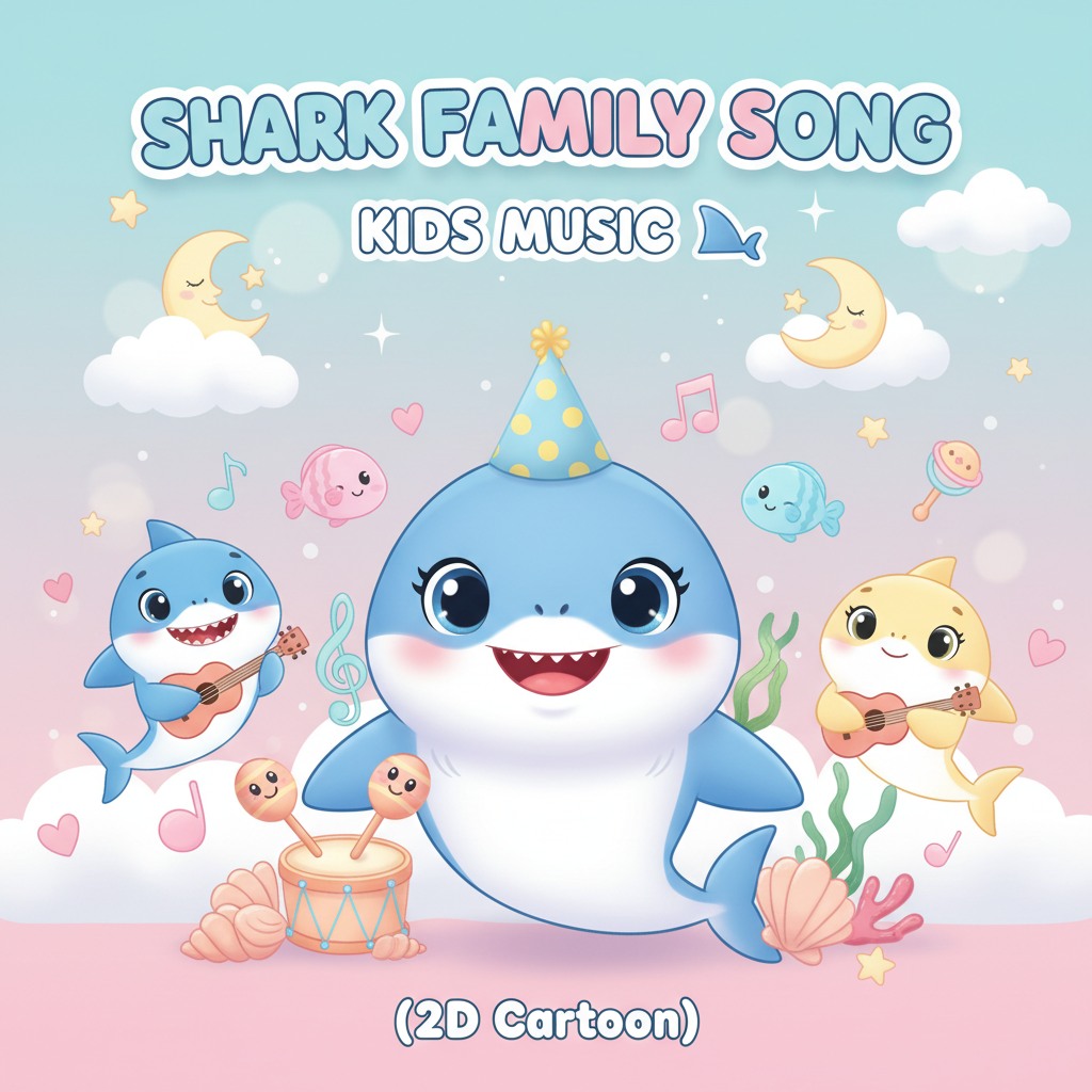 Shark Family Song for Kids 🦈 (2D Cartoon)